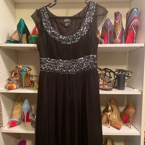 Adrianna Papell Beaded Embellished Black Dress